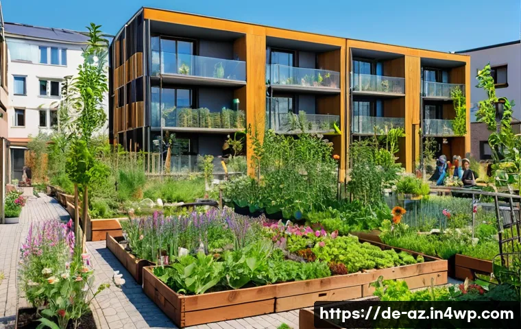 도시 생물다양성을 위한 종합 계획 수립 - A vibrant urban community garden in a German city neighborhood during spring, featuring diverse nati...